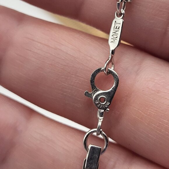 VTG Monet Interlocking Silver Tone Chain Necklace - Picture 6 of 6